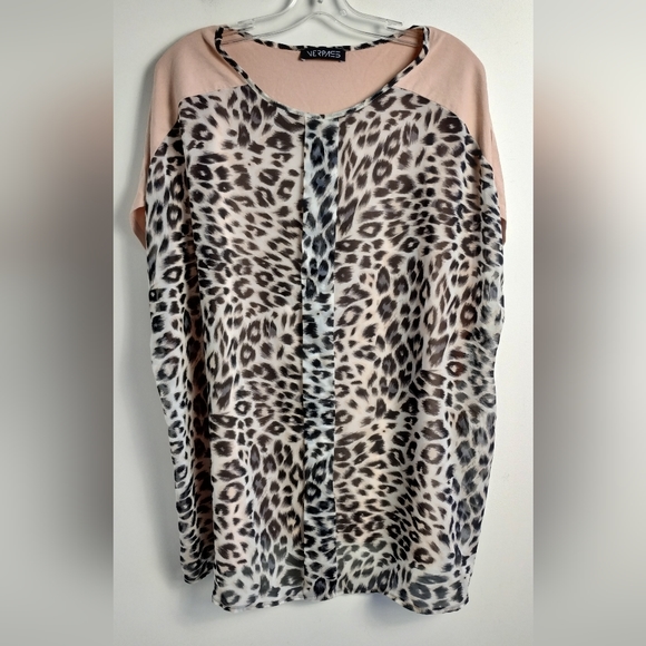 Verpass mixed media top leopard animal print pastel pink plus size 22 blouse - Picture 5 of 12